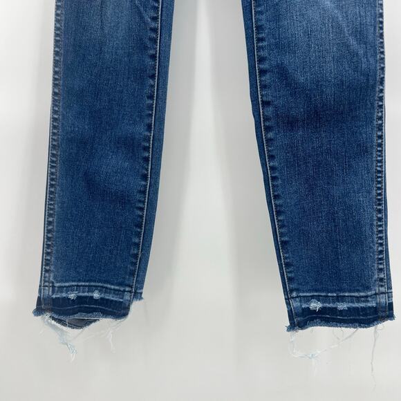 Madewell 10" High Rise Skinny Jeans Womens size 23 Blue Distressed Raw Hem - Picture 5 of 9